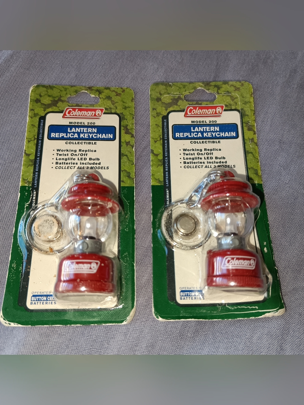 VINTAGE Coleman Collectible Lantern Replica Keychains Red Model 200 LOT OF 2